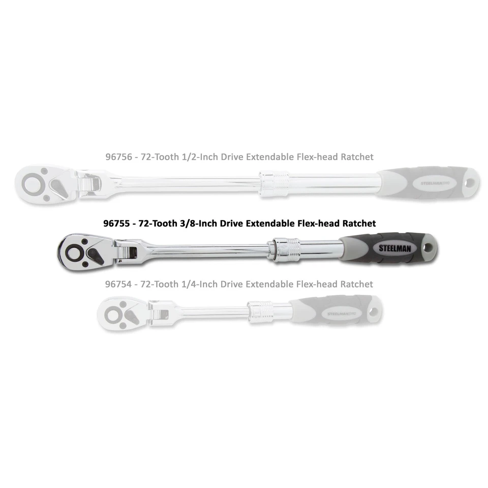 STEELMAN 3/8-Inch Drive 9.5-13.5in L Extendable Flex-Head Ratchet, 96755 - Image 2 of 4