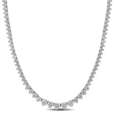 AMOUR 27 CT TGW Cubic Zirconia Tennis Necklace In Sterling Silver