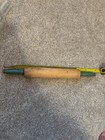 Vintage Wooden Rolling Pin Green handles aprox 15 1/2" 5 1/4" round 1  1/12 wide — photo 1