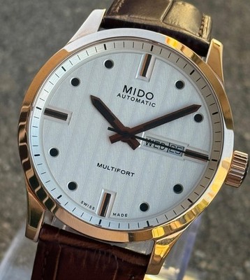 Mido Multifort Automatic White Dial Men's Watch Swiss ETA 2836 Leather Strap