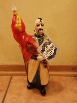 Vintage Keramik Flasche Dekanter Figur Kosaken Folklore Wodka LEER