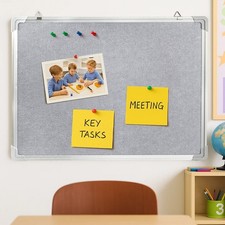 Felt Notice Board Pin Board Wall Mountable with Aluminum Frame 60x45cm