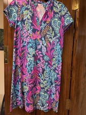 Lilly Pulitzer Luxletic Caicos Dress Aegean Navy Calypso Coast Large EUC