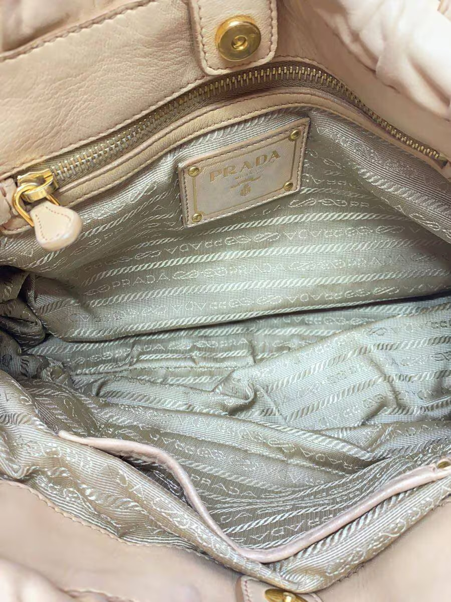 PRADA Handbag Leather BEG Solid Authentic Rare Ex… - image 6