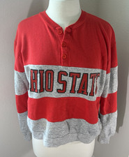 Vintage Nutmeg Mills Ohio State Buckeyes Red/Gray Striped Sweatshirt