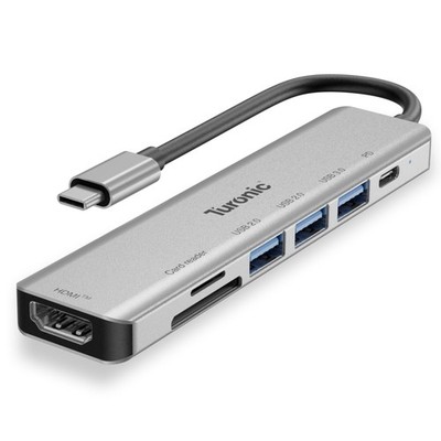 Turonic YG-2120 USB Hub 7-in-1 USB-C, 4K HDMI, 100W PD, SD/MicroSD, Aluminum