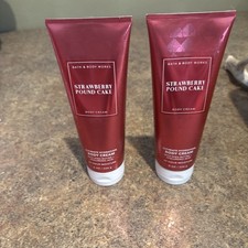 Bath  Body Works STRAWBERRY POUND CAKE Body Cream Set of 2 NEW