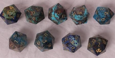 URWizards D&D Chrysocolla Gemstone Engraved 9-piece Dice Set (Limited edition)