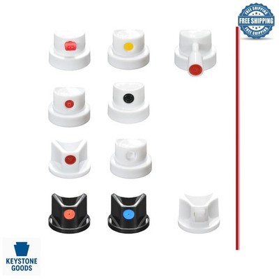 10-Pack Universal Spray Paint Nozzle Tips & Caps Set for Precision & Auto Tou...