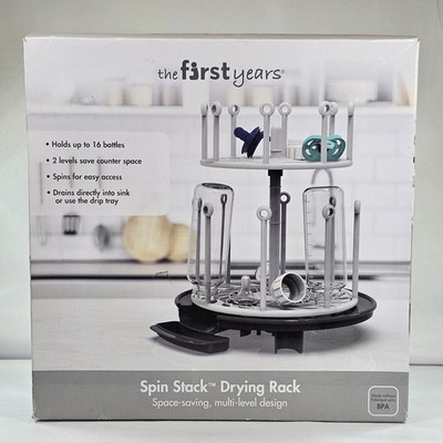The First Years Spin Stack Drying Rack 2-Tier Rotating Bottle Rack BPA Free NEW