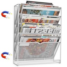 6 Tier Magnetic File Holder, No Drilling Installation File Cabinet White