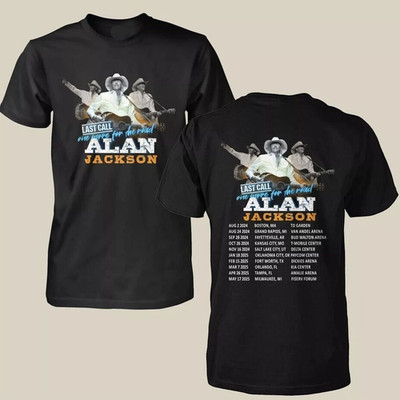 Alan Jackson Last Call One More For The Road Tour 2024-2025 Black T-shirt
