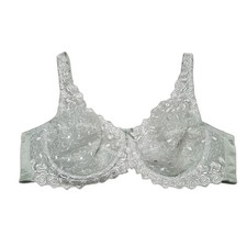 Amoureuse Underwired Bra Womens 42B White Lace Floral Coquette Semi Sheer