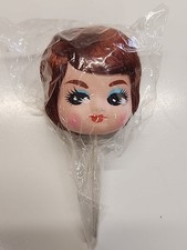 Vintage 1960s Doll Head Pick MCM Kitsch Crafts Reddish Brown Hair New Unopened