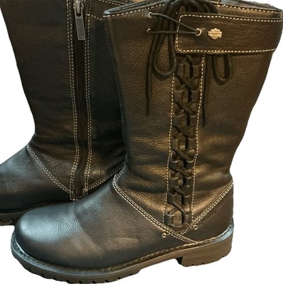 Motor HarleyDavidson Cycles women s 8.5M leather boots grunge biker zip lace up