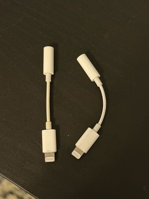 Two Apple IPhone Lightning To 3.5mm Headphone Jack Adapters Model A1749
