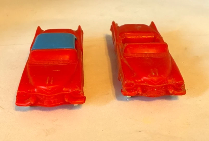 Processed Plastics 2 CADILLAC ELDORADO Convertible Red WHITE WHEELS Vintage - Image 2 of 4