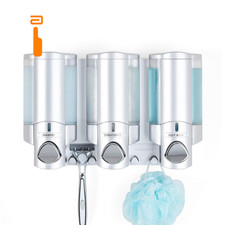 Better Living Aviva Shower Dispenser 3 Chamber, Wall 3-Chamber, Satin Silver