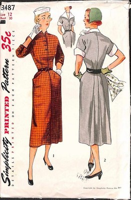 Vintage 1950 Dress & Accessories Simplicity Sewing Pattern 3487 Bust 30 Complete