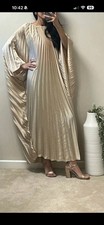Golden/Champagne stain pleaded Batwing Cape style plus Size Eid Dress