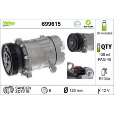 Kompressor Klimaanlage VALEO 699615 für VW Seat Passat B3/B4 Golf III Vento Inca