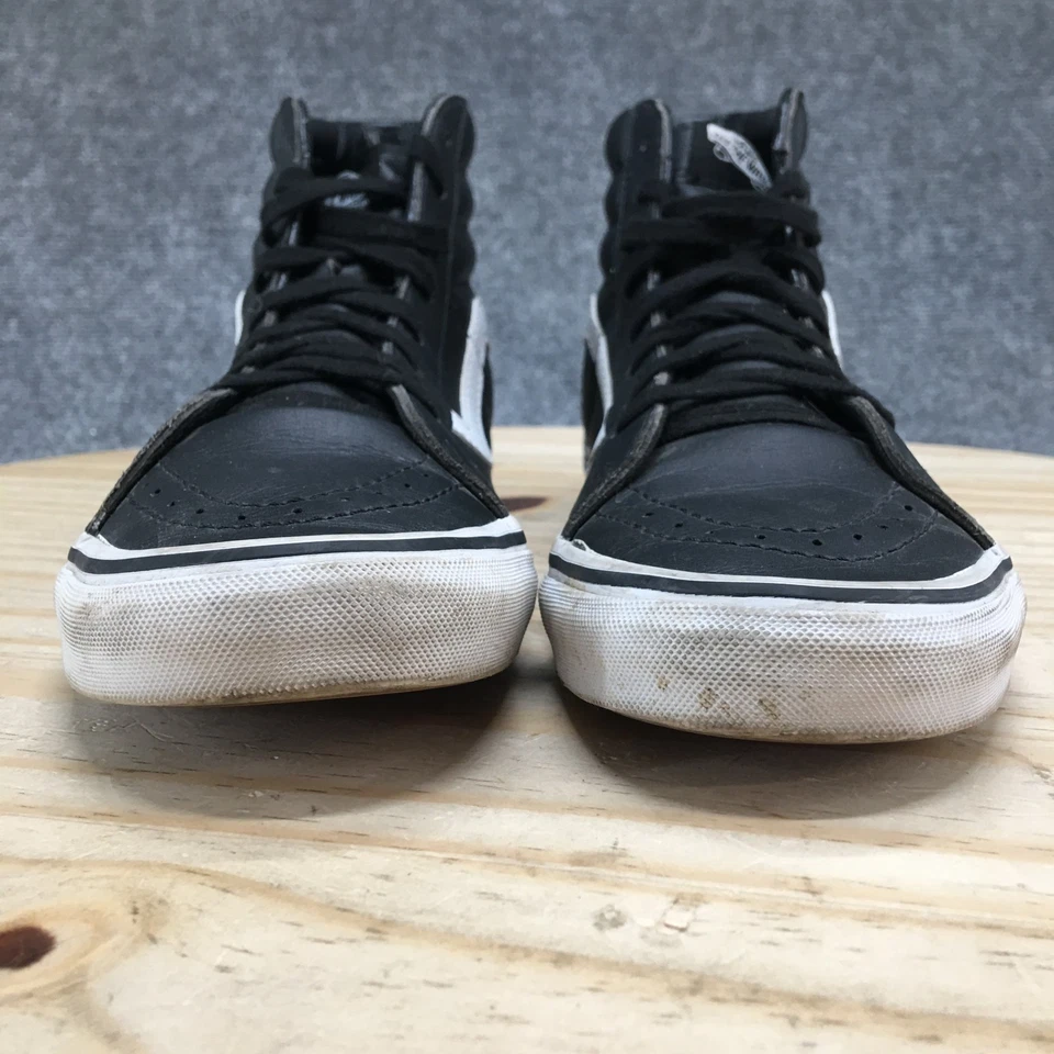 Zapatos Vans para hombre 7,5 para mujer 9 negros Sk8-Hi reedición cuero con cordones redondos 721277 Foto 3 de 4