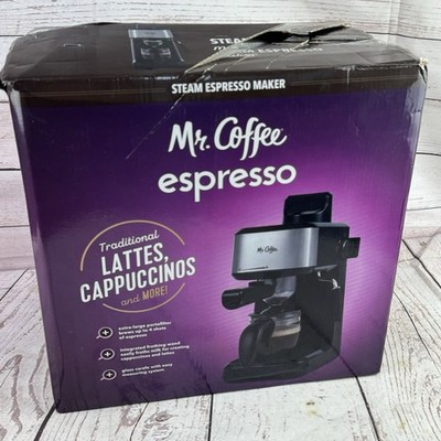 Mr Coffee 4 Shot Steam Espresso Cappuccino Latte Maker Glass Carafe Black