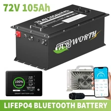 72V 105Ah LiFePO4 Golf Cart Lithium Battery w/ 18A Charger for GEM ICON EZGO TXT
