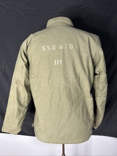Vtg 1986 USN A 2 Deck Jacket USS Finback SSN 670 Submarine Medium 38 40 Type I