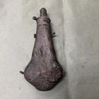 Vintage Mid-19th Century Black Powder Flask - Embossed Basketweave Design