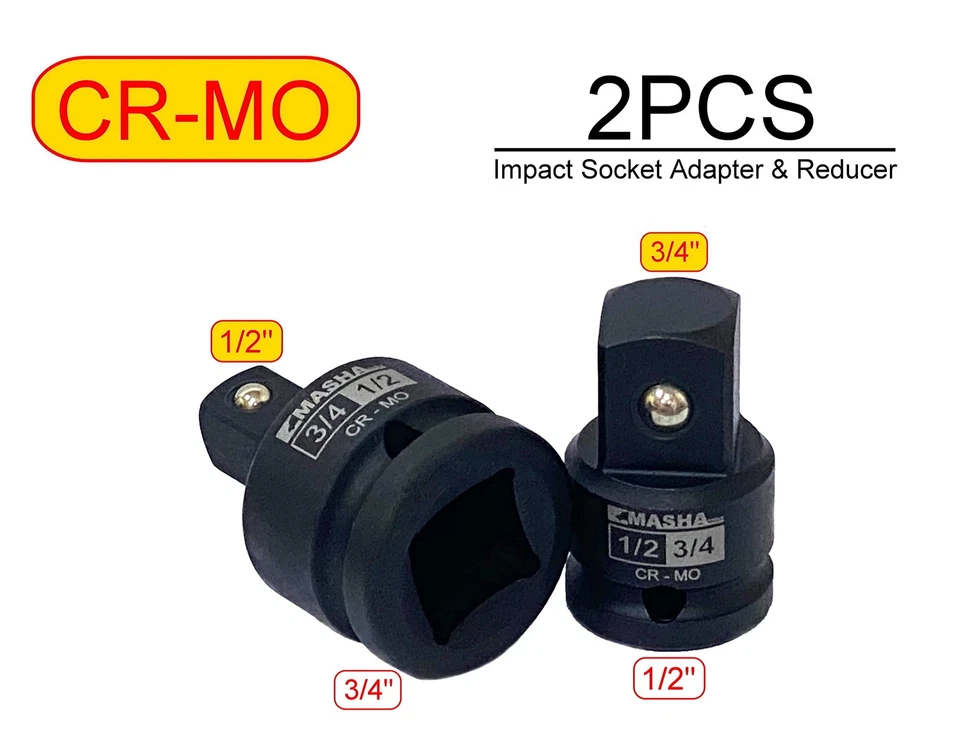 -1/2 Inch & 3/4 Inch Driver Impact Socket Adapter and Reducer Set / 2 Piece S... - Image 2 of 4