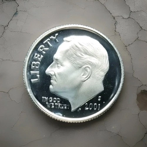 2001-S Roosevelt Dime 90% Silver Deep Cameo Proof - you will receive coin shown