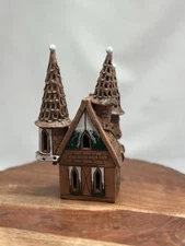 Lithuanian Clay Pottery House Tea Fairy Light Candle Holder Cottage Folk Art