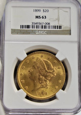 1899 US $20 Double Eagle Gold Piece NGC MS63