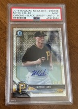 MITCH KELLER - 2018 BOWMAN CHROME MEGA - AUTO - BLACK JERSEY VARIATION - PSA 9