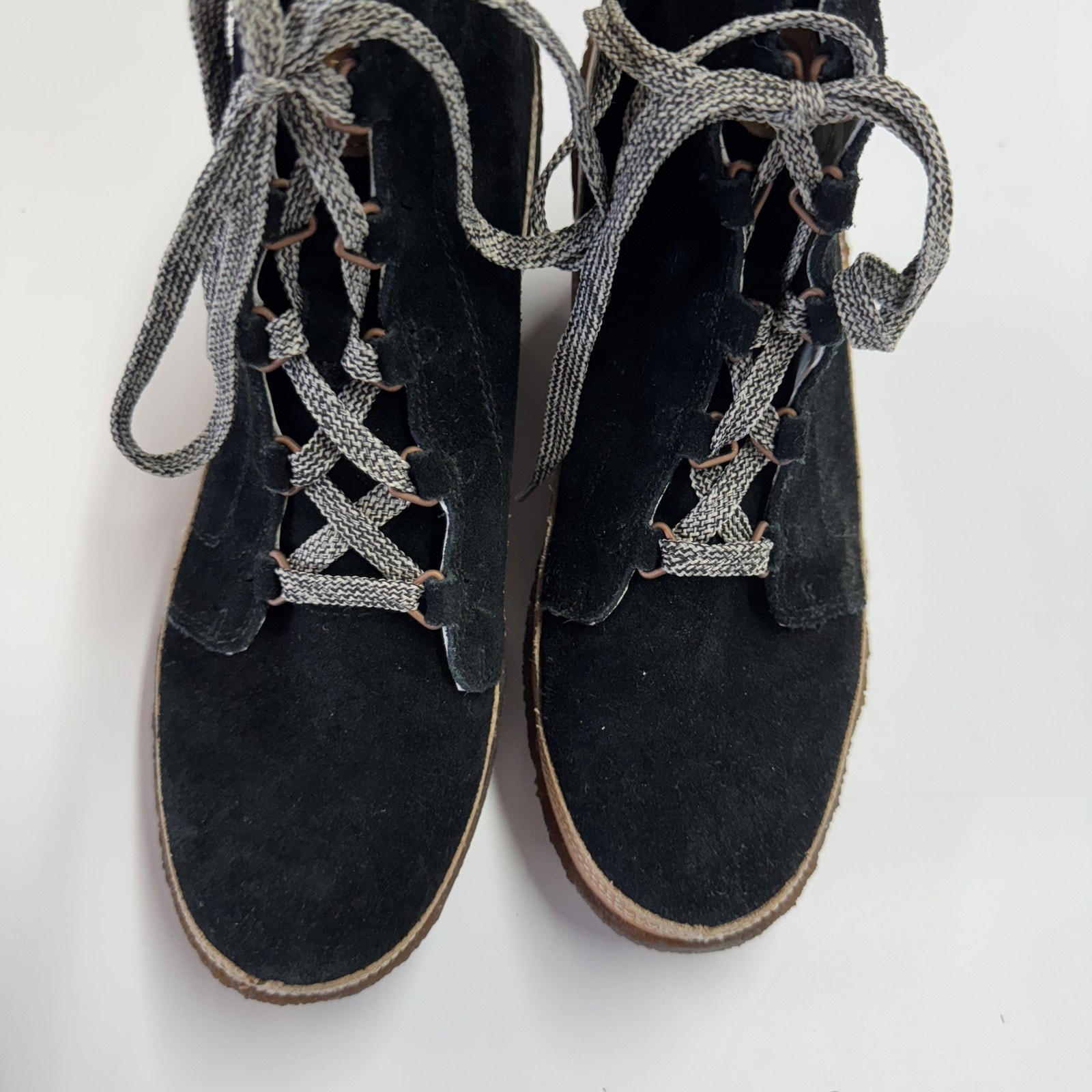 Scarpe Merrell donna taglia 9 TREMBLANT nere scamosciate zeppa tacco stivali stringati casual