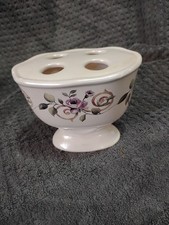 Cream Floral Roses Toothbrush Holder Vanity Bath Accessory