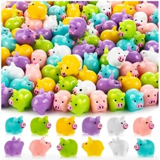 78PCS Mini Resin Pigs Cute Pigs Figures Miniature, Colorful Tiny Pig Charms f...