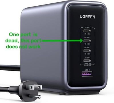 UGREEN Nexode 300W USB C Charger Block, 5-Port Charging Station *SMALL ISSUE*