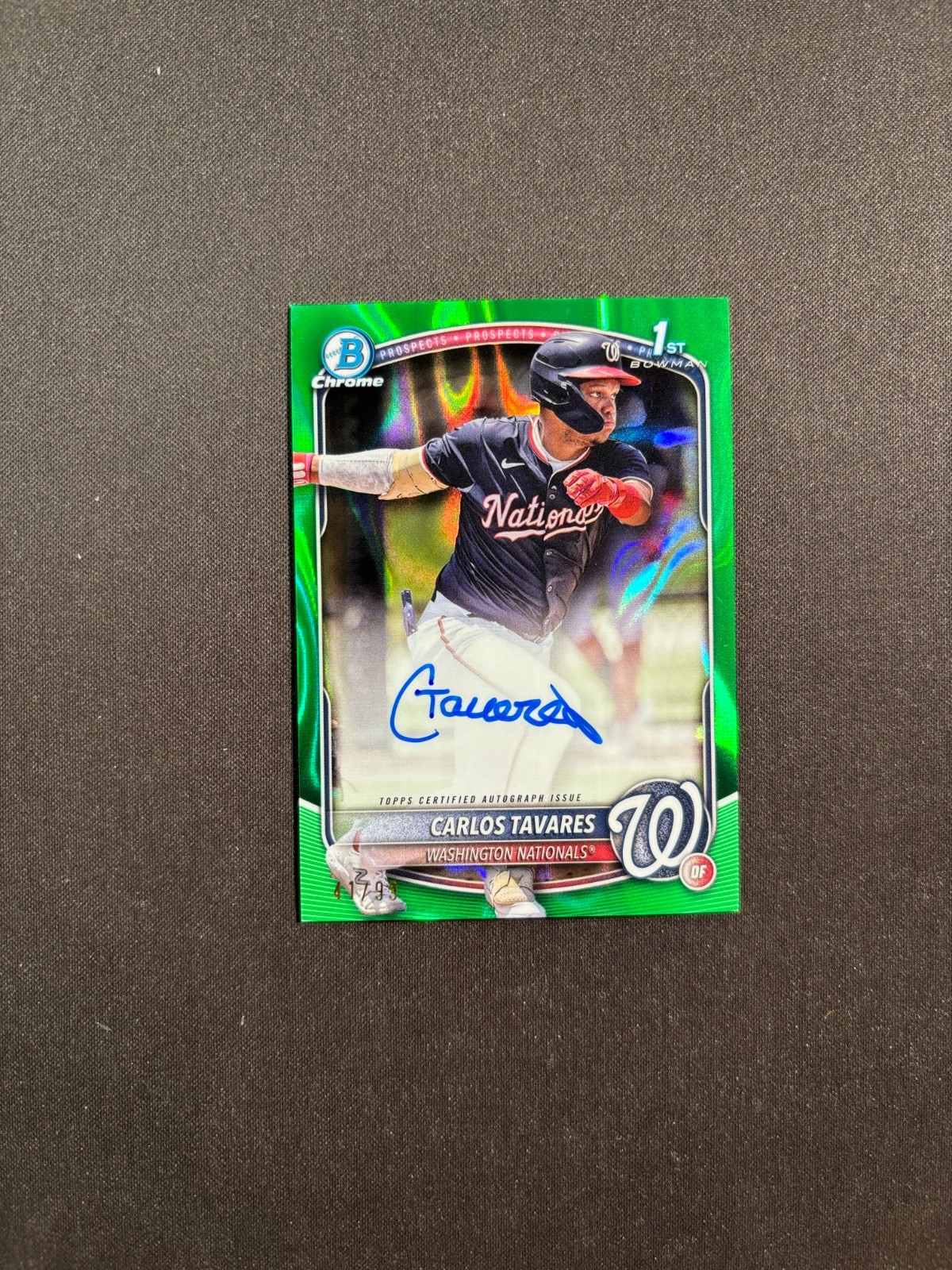 2025 Bowman Chrome #CPA-CT Carlos Tavares 1st Green Lava Refractor Auto 47/99 TT