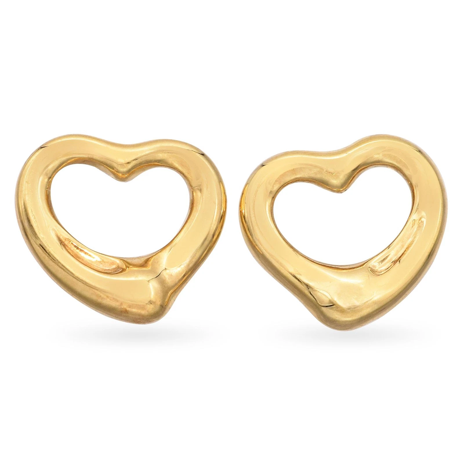Tiffany & Co. Elsa Peretti 18k Yellow G Open Heart Stud Earrings