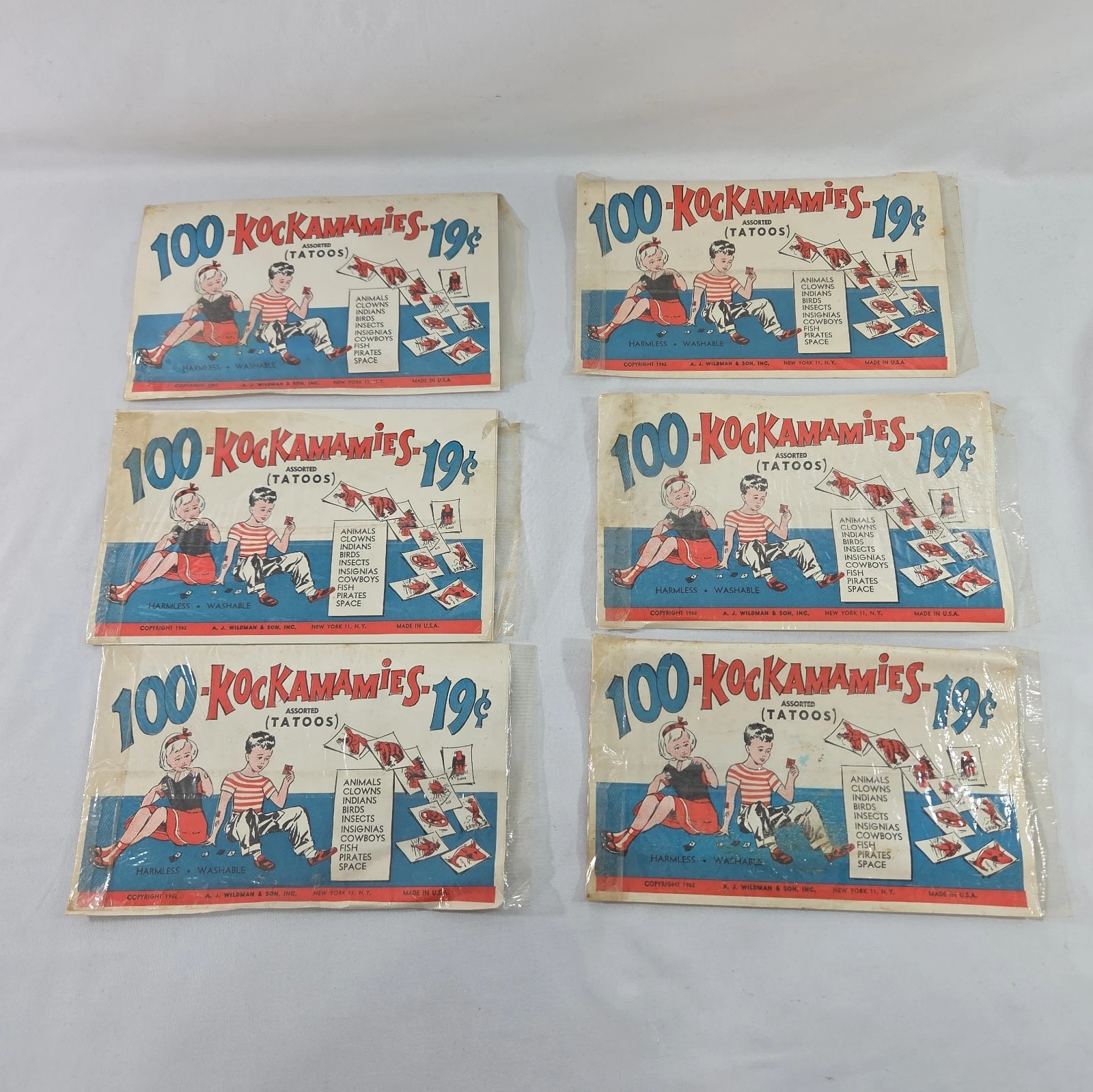 Vintage 1962 Washable Tattoo Sheet Kockamamies - A.J. Wildman NY USA - NEW NOS - product detail image 1