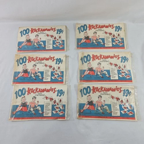 Vintage 1962 Washable Tattoo Sheet Kockamamies - A.J. Wildman NY USA - NEW NOS - product listing photo