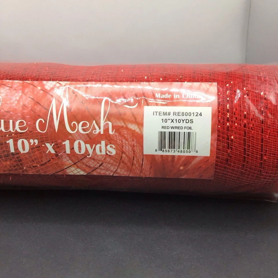 Deco Poly Mesh Lot 4 Rolls 10" x 10 Yds Red Foil Brown Foil Striped Foil - Image 3 of 4