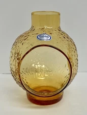 Vintage Rare Rainbow Art Glass Amber Textured Lantern Candle Holder