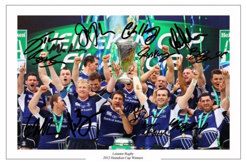 LEINSTER RUGBY SQUAD 2012 HEINEKEN CUP WINNERS AUTOGRAPH SIGNED PHOTO PRINT - Picture 1 of 1