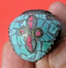 OLD FINGER RING JADE INTAGLIO CLOISONNE MOSAIC ASIA ANTIQUE LARGE RARE HAND MAD  — photo 4