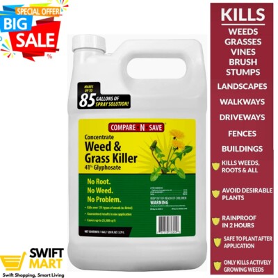 Weed Grass Killer Herbicide 1 Gallon 41% Glyphosate Concentrate Compare-N-Save