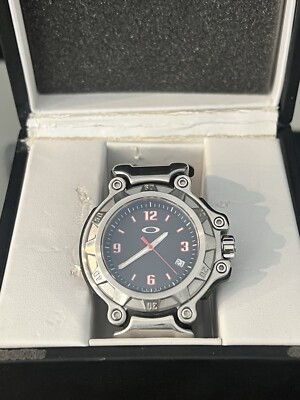 Oakley Crankcase Watch Black Face Unobtanium Band With Box! | eBay