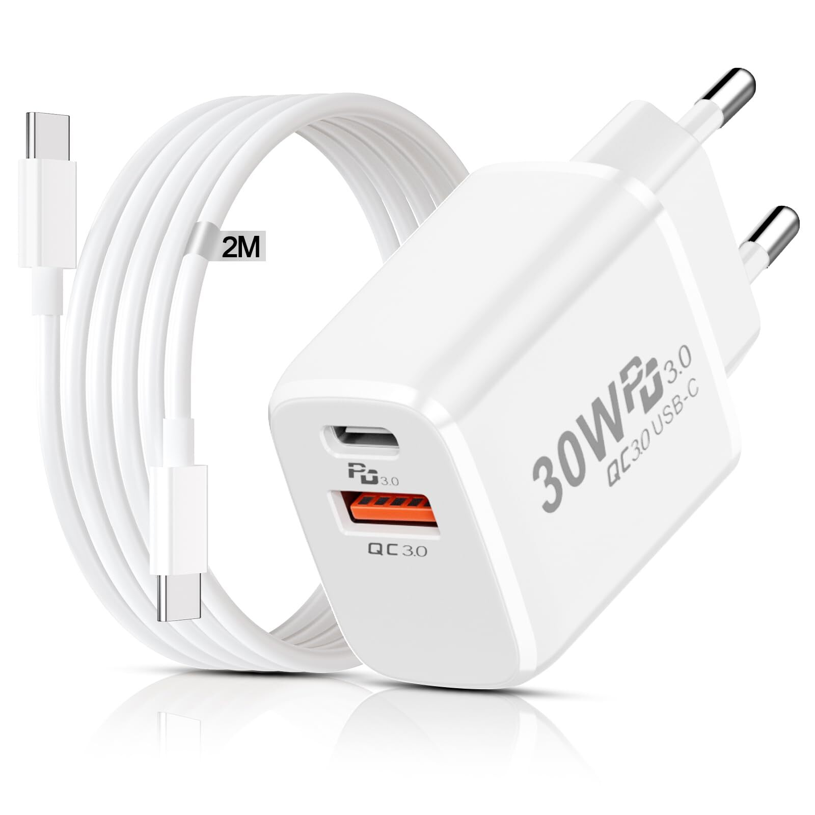 Caricatore USB C 30W per Google Pixel 8 Pro/8A/7 Pro/6,Presa USB C (S2B)